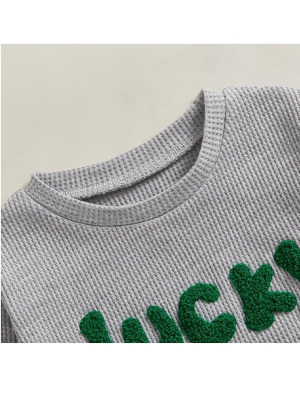 💜 Gray Baby boys waffle knit Sweatshirt & Jogger Set- 6/12mth - Picture 4 of 8